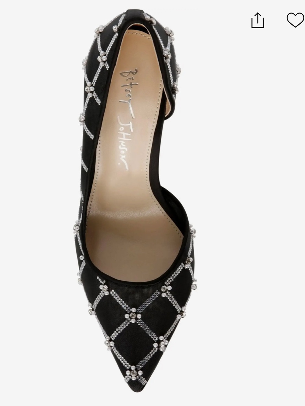 Betsey Johnson Cruze Stiletto Pumps Black Mesh Rhinestone Classic Glam In Box 9 - Picture 7 of 10